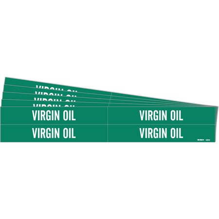 Brady VIRGIN OIL Pipe Marker Style 4 White on Green 4 per Card, 5 PK 106161-PK